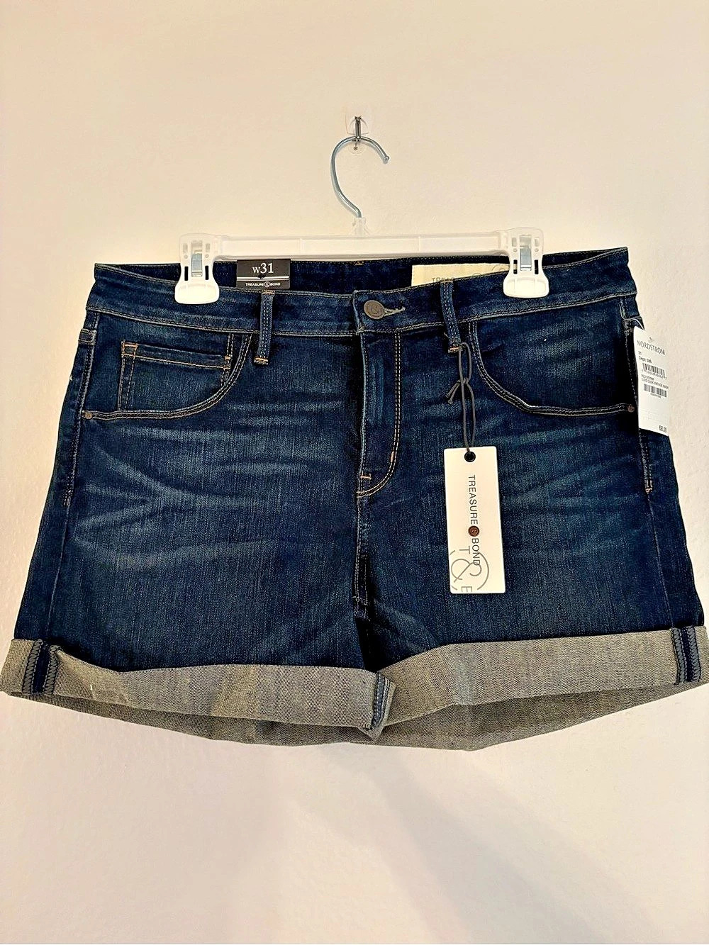 Treasure & Bond Denim Cuffed Jean Shorts in Blue Waist 31 NWT